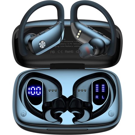 Wireless Earbuds Bluetooth Headphones 48hrs Play Back Sport Earphones with LED Display Over-Ear Buds with Earhooks Built-in Mic Headset for Workout