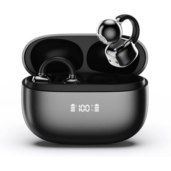 lip On Earbuds, Clipbuds7 Open Ear Earbuds Wireless Bluetooth 5.4 with LED Display, Auto L-R Ear Recognition and Touch Control, Ultra-Light 4.5g Fit Comfort for Sports Fitness Daily Use