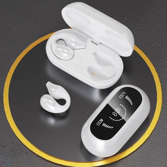 Wireless Earbuds, Bluetooth Headphones 5.3 HiFi Stereo, Wireless Earphones with ENC Noise Cancelling Mic, LED Digital Display in Ear Buds - White