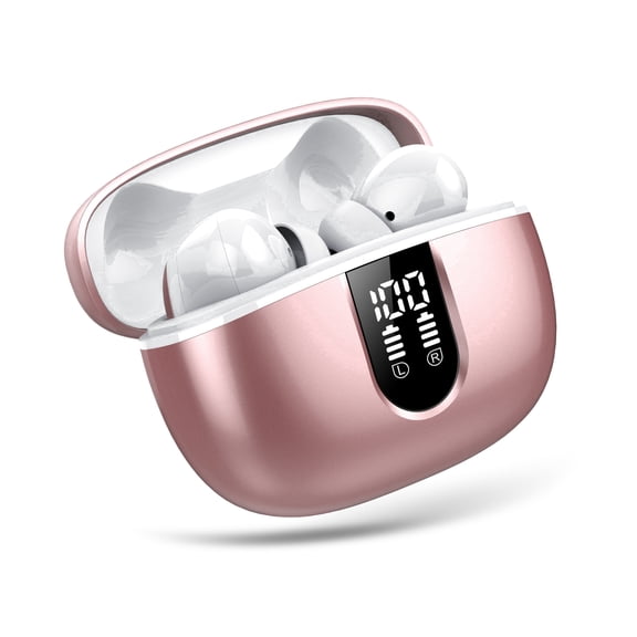 Wireless Earbuds, Bluetooth Headphones 5.4, Bass Boost 90%, 50Hrs Playtime Bluetooth Earbuds with 4 ENC Call Noise Cancelling Mics, IPX7 Waterproof Ear buds for Android iOS Rose Pink