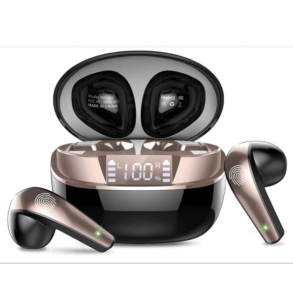 Wireless Earbuds, Bluetooth Headphones 5.4 HiFi Stereo, Wireless Earphones with ENC Noise Cancelling Mic, IP7 Waterproof in Ear Wireless Headphones, LED Digital Display Ear Buds, Touch Control