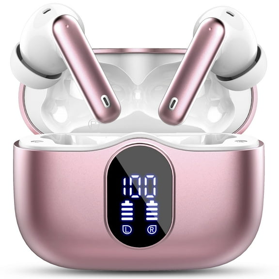 Wireless Earbuds, Bluetooth 5.4 Headphones Bass Stereo, Ear Buds with Noise Cancelling Mic LED Display, 36H Playtime in Ear Earphones, IP7 Waterproof Sport Headset for Android iOS