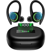 Wireless Earbuds Bluetooth Headphones 60H Playtime Bluetooth 5.1 Digital LED Display Over-Ear Earphones with Earhook Sports Headphones IPX7 Waterproof Headsets with Mic Deep Bass for Running Workout
