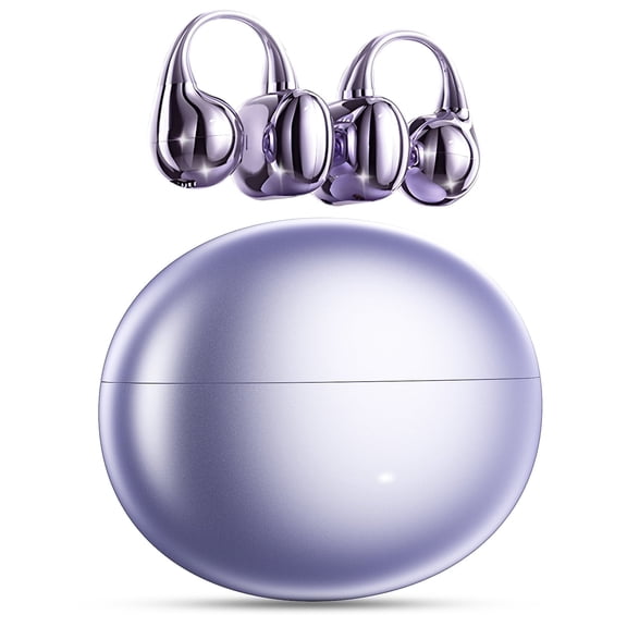 Clip on Earbuds Open Ear Wireless Bluetooth 5.4 Headphones with Mic,50H Play,Noise Cancelling,Waterproof,Sports Ear Buds,Lightweight Open Ear Headphones with C-Shaped Bridge,Workouts (Purple)
