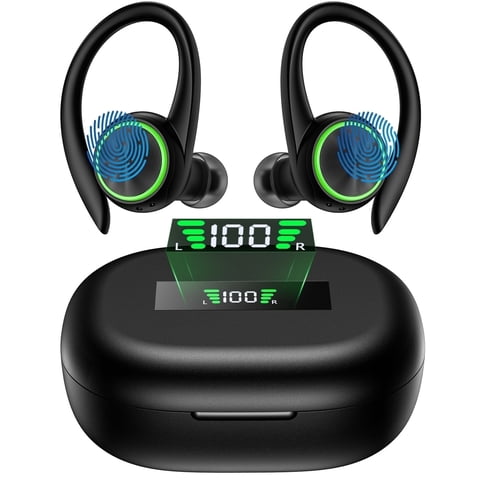 Ireless Earbuds IP7 Waterproof 60H LED BT5.1 Earhook for Running Men Women