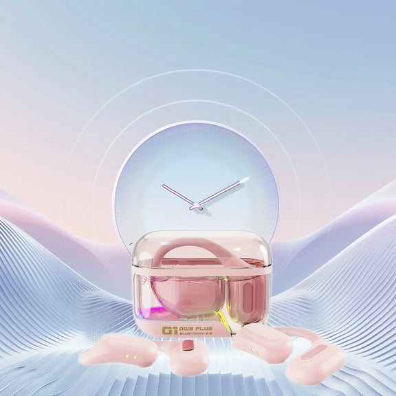 Wireless Earbuds Bluetooth Headphones 80hrs Playback Ear Buds Power Display with Noise Canceling Mic Headsets for Sports/Workout/Running - Pink