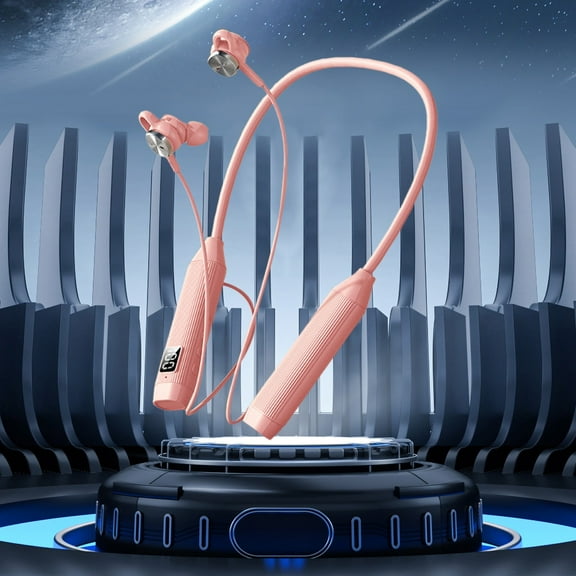 Wireless Earbuds Bluetooth Headphones 80hrs Playback Ear Buds Power Display with Noise Canceling Mic Headsets for Sports/Workout/Running,Pink