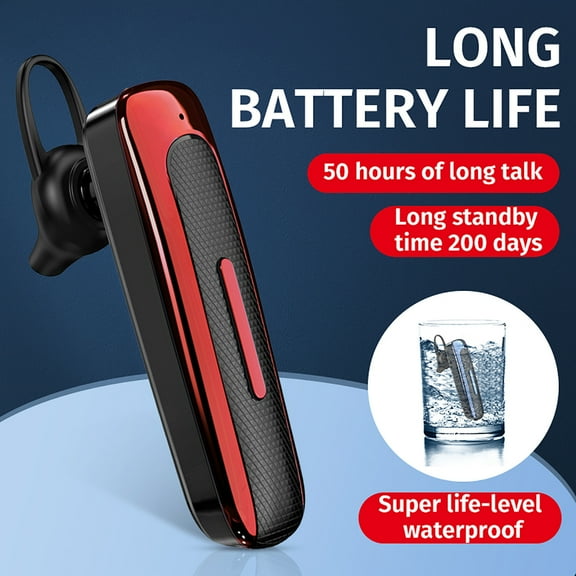 Wireless Earbuds Bluetooth Headphones 80hrs Playback Ear Buds Power Display with Noise Canceling Mic Headsets for Sports/Workout/Running - Red