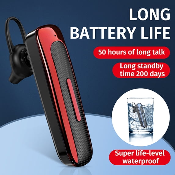 Wireless Earbuds Bluetooth Headphones 80hrs Playback Ear Buds Power Display with Noise Canceling Mic Headsets for Sports/Workout/Running - Red
