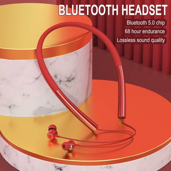 Wireless Earbuds Bluetooth Headphones 80hrs Playback Ear Buds Power Display with Noise Canceling Mic Headsets for Sports/Workout/Running(Red)