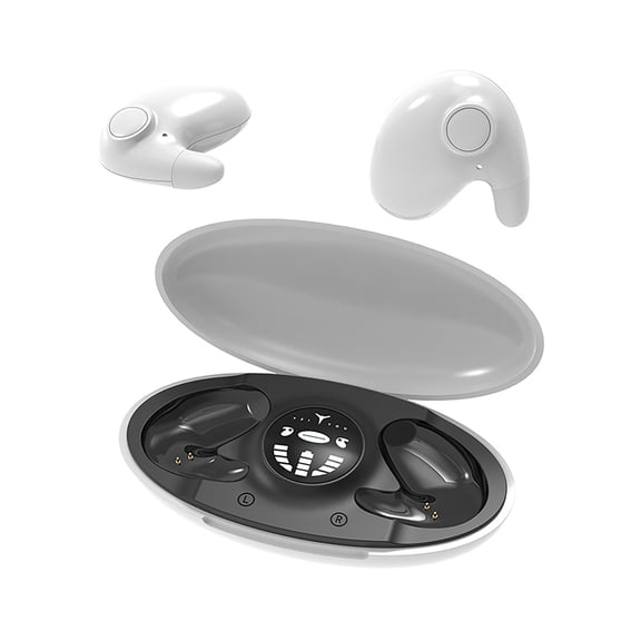 Wireless Earbuds Bluetooth Headphones 80hrs Playback Ear Buds Power Display with Noise Canceling Mic Headsets for Sports/Workout/Running - White