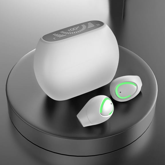 Wireless Earbuds Bluetooth Headphones 80hrs Playback Ear Buds Power Display with Noise Canceling Mic Headsets for Sports/Workout/Running,White