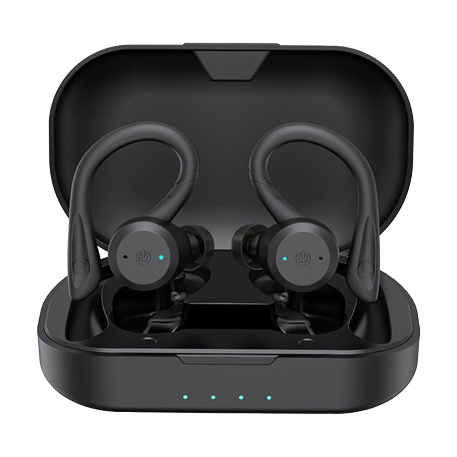 Wireless Earbuds Bluetooth Headphones 80hrs Playback Ear Buds Power Display with Noise Canceling Mic with Earhooks for Sports/Workout/Running(Black)