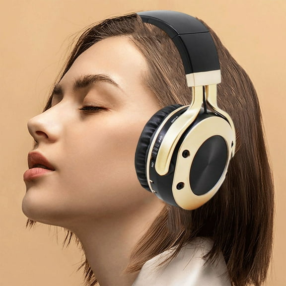 Wireless Earbuds Bluetooth Headphones 80hrs Playback Ear Buds Power Display with Noise Canceling Mic with Earhooks for Sports/Workout/Running(Gold)