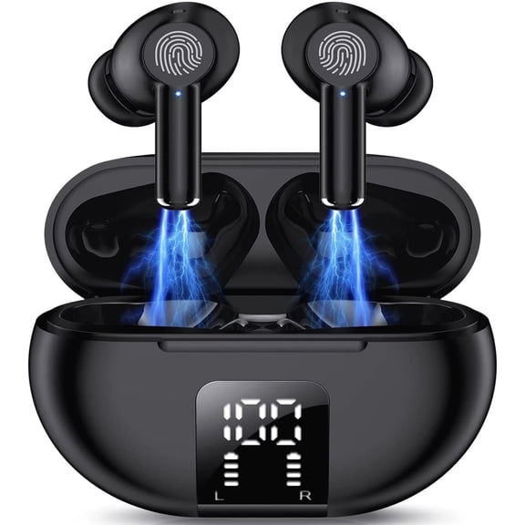 Camkey Wireless Earbuds, Bluetooth 5.0 In-Ear Headphones with ENC Mic, LED Display Charging Case, HiFi Stereo, 60H Playtime, IPX7 Waterproof