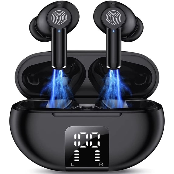 Camkey Wireless Earbuds, Bluetooth 5.4 Earbuds Wireless Bluetooth Headphones with ENC Mic, LED Display Charging Case, HiFi Stereo Sound, 60H Playtime, IPX7 Waterproof