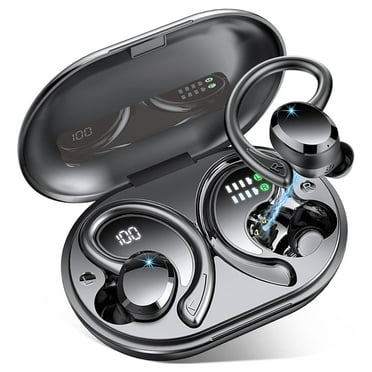 ETEPEHI Wireless Earbuds - Bluetooth Headphones 5.3 Stereo over Ear Buds with Earhooks, ENC Noise Cancelling Mic, IP7 Waterproof Earphone for Workout/Running, Black