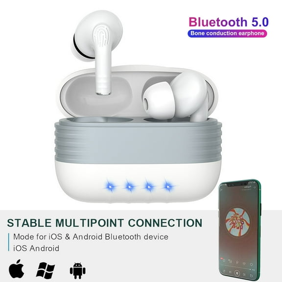 Wireless Earbuds Bluetooth Headphones Deep Bass,Bluetooth Earbuds for Stable Connection,Instant Pairing and Dual Microphones,Suitable for Workout, Running, Gym (White)