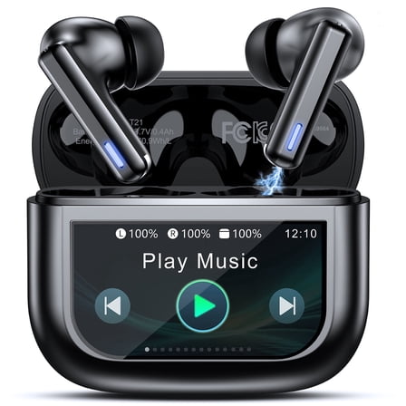 Wireless Earbuds Bluetooth 5.4 Headphones, Ear Buds with Touch Screen, ANC/ENC Noise Cancelling Transparency Mode, 50H Stereo Deep Bass, IPX7 Waterproof, Clear Calls, 5 EQ for iOS Android