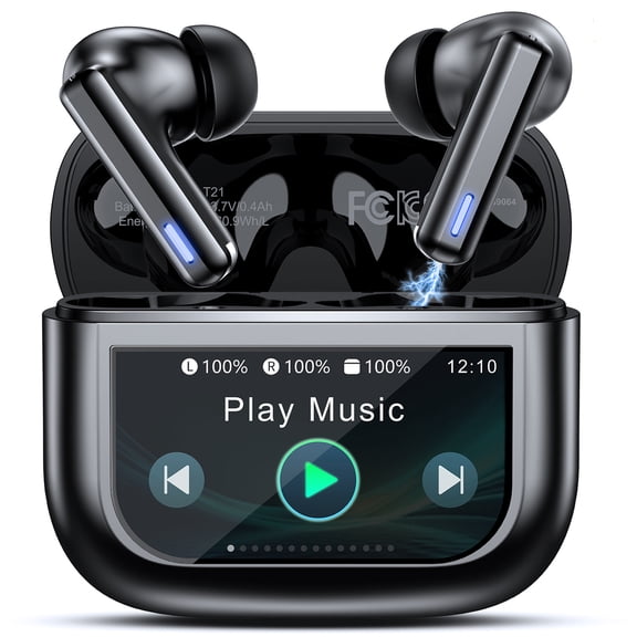 Wireless Earbuds Bluetooth 5.4 Headphones, Ear Buds with Touch Screen, ANC/ENC Noise Cancelling Transparency Mode, 50H Stereo Deep Bass, IPX7 Waterproof, Clear Calls, 5 EQ for iOS  Android