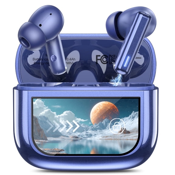 Wireless Earbuds, Bluetooth 5.4 Headphones, EarBuds with Touch Screen, ANC ENC Noise Cancelling Transparency Mode, 50H Stereo Deep Bass, IPX7 Waterproof, Clear Calls, 5 EQ for iOS Android