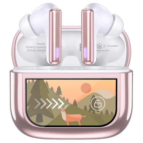 Wireless Earbuds, Bluetooth 5.4 Headphones, EarBuds with Touch Screen, ANC ENC Noise Cancelling Transparency Mode, 50H Stereo Deep Bass, IPX7 Waterproof, Clear Calls, 5 EQ for iOS Android