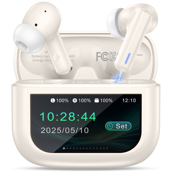 Wireless Earbuds, Bluetooth 5.4 Headphones, EarBuds with Touch Screen, ANC ENC Noise Cancelling Transparency Mode, 50H Stereo Deep Bass, IPX7 Waterproof, Clear Calls, 5 EQ for iOS Android