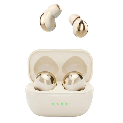 Wireless Earbuds, Bluetooth 5.4 In Ear Earphones with Charging Case, Lightweight Comfortable Fit, Waterproof, Clear Calls, Fast Pair, Gold