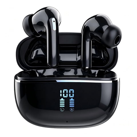 Wireless Earbuds, ANC Bluetooth 5.4 Headphones with 70H Playtime, LED Display Charging Case, Waterproof, Works with iOS & Android