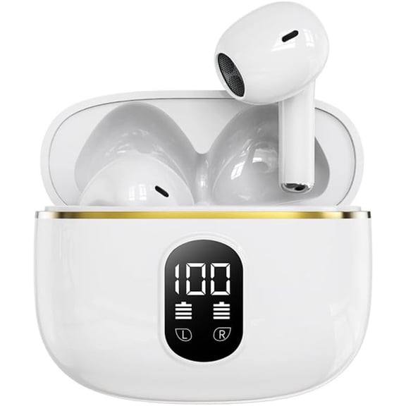 Wireless Earbuds, Bluetooth Headphones Long-Lasting Endurance with Wireless Waterproof Charging Case and LED Power Display, Deep Bass Earphones HIFI Sound with Built-in Mic for iPhone/PC/ipad...