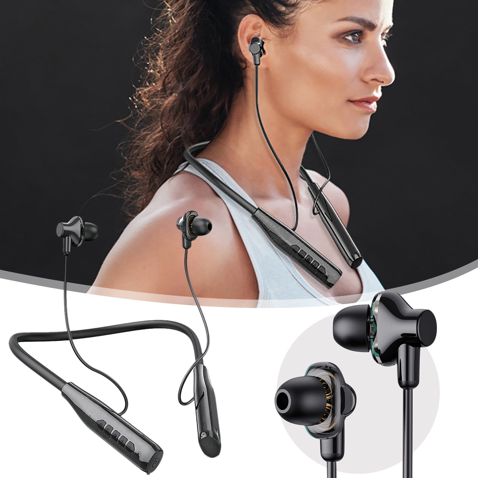 Wireless Earbuds Bluetooth Headphones Neckband: 200H Ultra Long