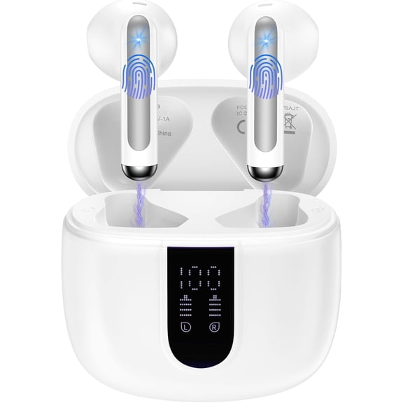 Wireless Earbuds Bluetooth Headphones for Samsung Galaxy S25 Ultra Edge A17 A16 A15 A54 A36 S24 S23 S22,60H Long Playtime LED Power Display IP7 Waterproof in Ear Earphone with Mic for iPhone 17 16e