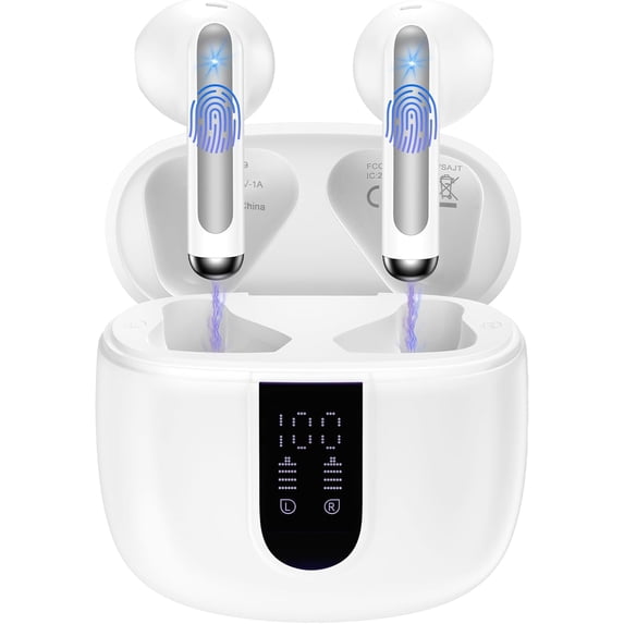 Wireless Earbuds Bluetooth Headphones for Samsung Galaxy S25 Ultra Edge A17 A16 A15 A54 A36 S24 S23 S22,60H Long Playtime LED Power Display IP7 Waterproof in Ear Earphone with Mic for iPhone 17 16e