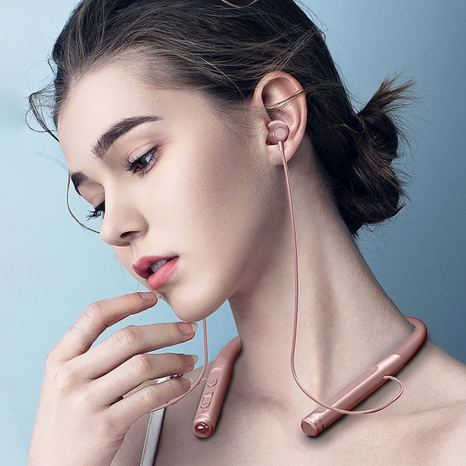 Wireless Earbuds Bluetooth Headphones Sport, Bluetooth Earbuds Stereo Ear Buds, Noise Cancelling Mic, IP7 Waterproof Headset for Workout/Running,Pink