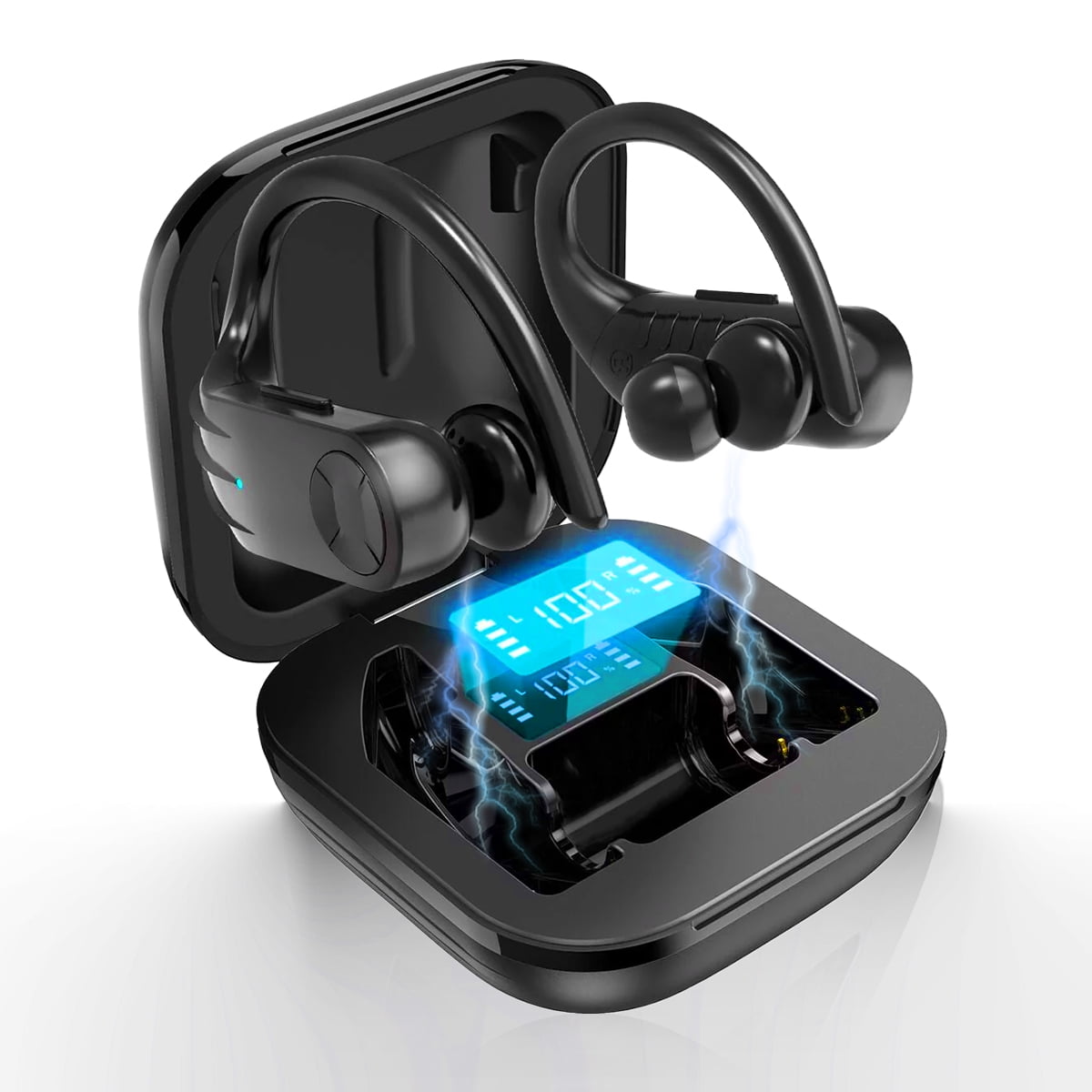 Wireless Earbuds Bluetooth Headphones True Wireless in Ear Sports Earphones with Microphone Mini Stereo Running Headset with Earhooks Charging Case for iPhone 11 Pro Max XS Samsung Android More Walmar...