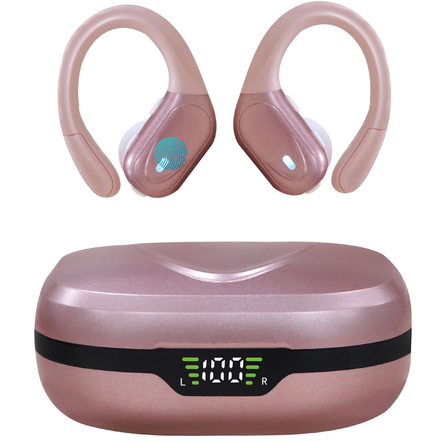 Bluetooth Wireless Earbuds Noise Cancelling LED Long Battery for Workout iOS Android Compatible Pink Walmart