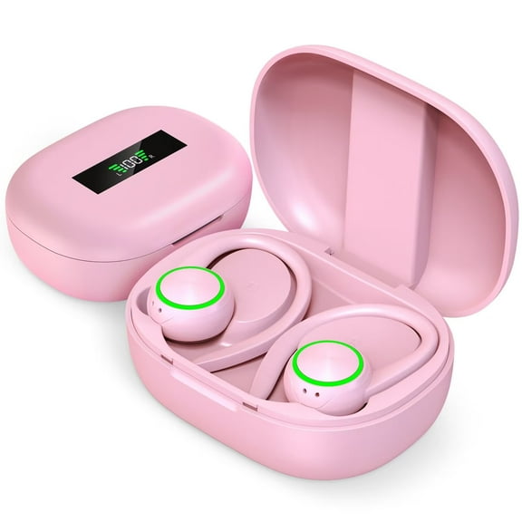Ailkin 01W470 Noise Cancelling True Wireless Over-Ear Earbuds with Charging Case, Pink