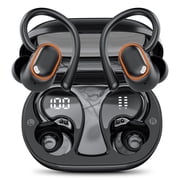 Wireless Noise Cancelling Earbuds Bluetooth for iphone Android, Over Ear Buds with ENC Mics, Deep Bass 40Hrs Playtime IPX7 Waterproof Headphones for Sport, Blac