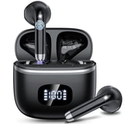 Wireless Earbuds Bluetooth 5.4 Noise Cancelling for iPhone Android with 4 ENC Mic, Dual LED Display, 50H Playtime IPX7 Waterproof In Ear Headphones, Black