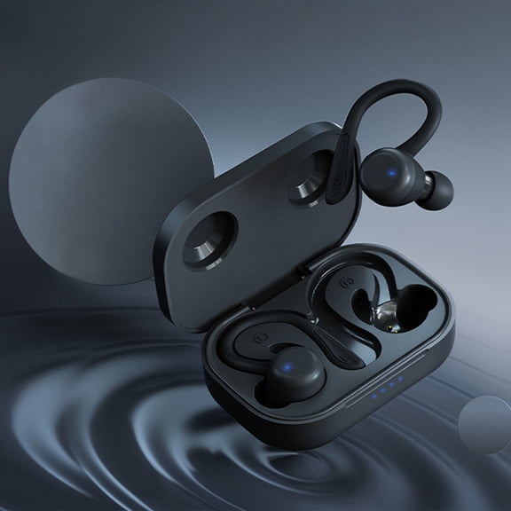 Wireless Earbuds with Earhooks - 3.54x2.36x1.18in IPX6 Sweatproof Sport Headphones, Bluetooth 5.1 Touch Control for Running Gym, 8mm Driver Stereo Sound