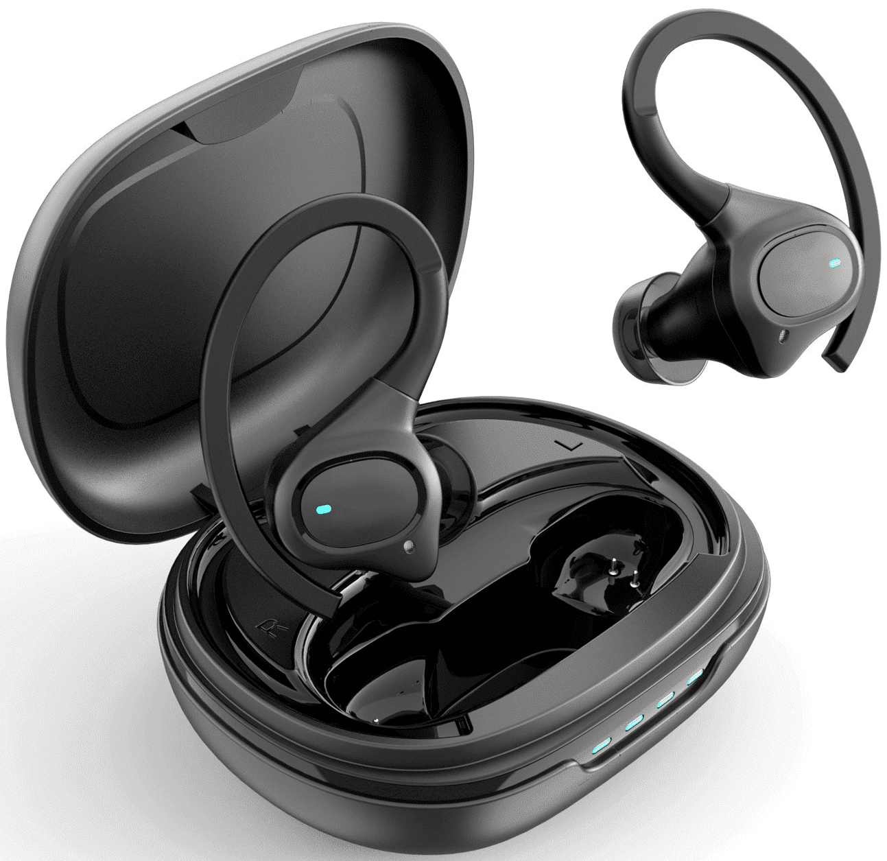 Wireless Earbuds with Earhooks for Small Ears, Mini Bluetooth Earbuds with Microphone, IPX7 Waterproof, 24H Playtime, Wireless Earphones for Sport and Working Out, Black (BE1039)