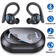 Wireless Earbuds,Earphones Bluetooth 5.3 Headphones for iPhone Android 50hrs Playtime Waterproof IPX7 Headset In-Ear Stereo True Wireless Earbuds with Charging Case Noise Cancelling with Ear Hooks