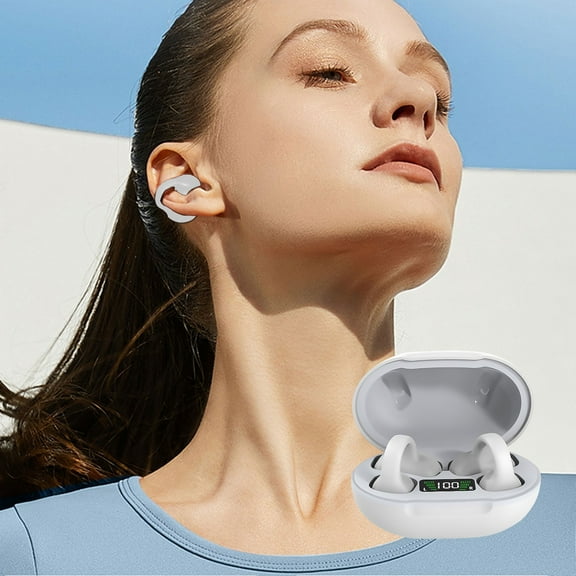 Wireless Earbuds, Hwkond Bluetooth Headphones Touches LED Digital Display Screen 5.3 Bluetooth Chip Type-c Fast Charging Intelligent Noise Reduction Low Latency, White, Up to 60% Off