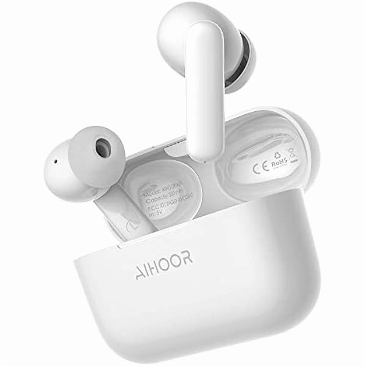 Wireless Earbuds for Music and Sports, Bluetooth 5.3 in-Ear Headphones with Extra Bass, Built-in Mic, Touch Control, USB Charging Case, 30hr Battery Earphones (High Gloss White)