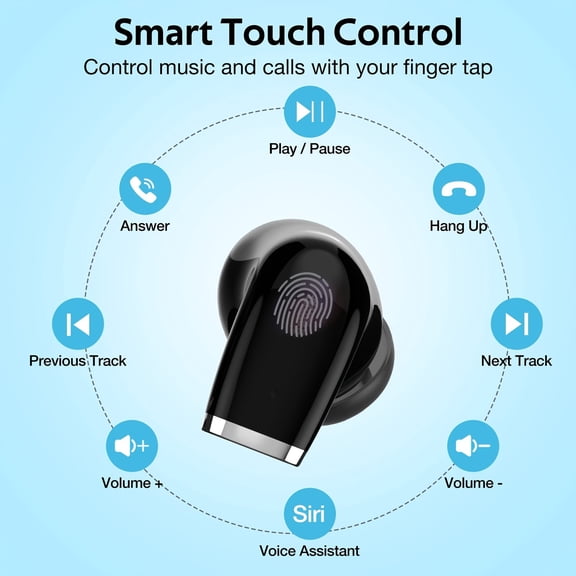 Wireless Earbuds, Noise Cancelling Headphones with Mic, Deep Bass, 48H Playtime