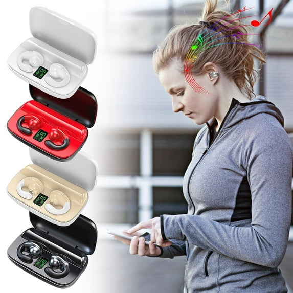 Wireless Earbuds Open Ear Headphones under $5 kkbbma Earless Bluetooth Earphone Conducted Wireless Ear Clipping Sport IPX8 New