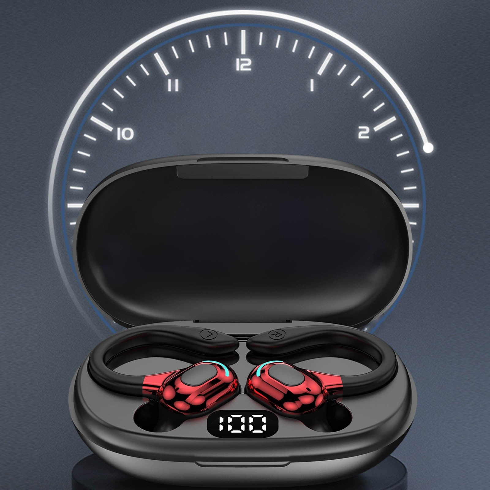 Wireless Earbuds P1 PRO, Earphones Wireless Bluetooth Headphones with Clear Call Mics Ear Buds, Comfortable Fit, IPX7 Waterproof Headset Long Battery Life, 30H Playtime for Sports Workout(Red)