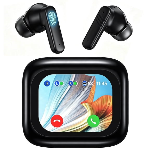 Cshidworld Bluetooth 5.4 Wireless Earbuds with Smart Touch Screen,60H Battery Life, ENC & ANC Noise Cancelling, Transparency Mode, IPX7 Waterproof for iOS Android