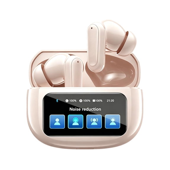 Wireless Earbuds with Smart Touchscreen Case - Wireless Touchscreen Earbuds - True Wireless Bluetooth ANC Active Noise Cancelling Earbuds - IPX7 Waterproof Earbuds for Workout - Travel - White