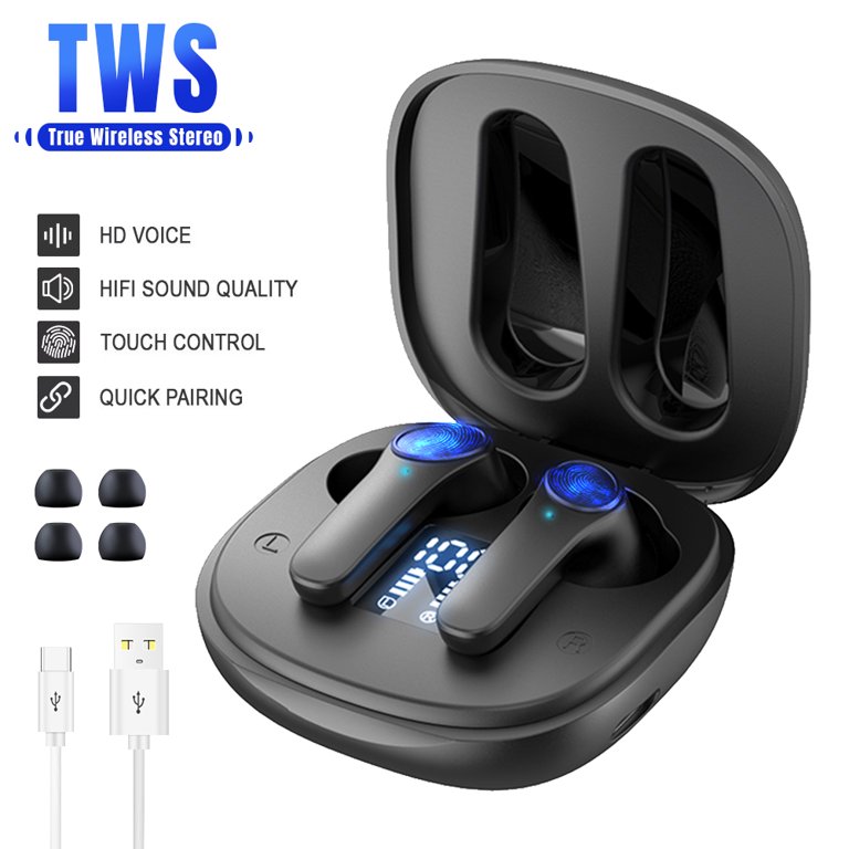 Clearance Sale Stereo Earbud Headphones In-ear Earphones Wireless Earphones  With Charging Box Noise Reduction Mini Stereo Headset